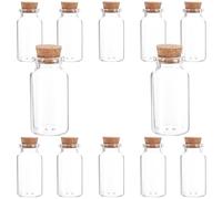 AKOOSY 12pièces Lot de Mini Bouteilles Verre avec Bouchons Liège Petites Fioles Transparentes pour Stockage Alimentaire Décoration et Bricolage