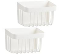 AKOOSY 2 Pièces Organisateur Mural Perçage en Hips pour Salle de Bain | Grosse Capacité, Blanc, Rangement Intérieur, Affiche Petits Objets, sans Dommage au Mur