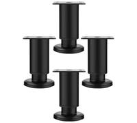 AKOOSY 4pcs Pieds de Table Réglables en Hauteur en Acier Laminé à Froid Noir, Support Solide sans Fissures, Facile à Installer pour Bureau et Meuble TV