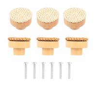 AKOOSY 6pièces Lot de Boutons de Meuble Bois Tressé Rotin Poignées de Tiroir Bohème Élégantes Accessoires pour Commode et Armoire Installation Facile avec Vis Design Raffiné pour Chambre