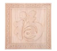 AKOOSY Applique Bois Carrée Chinoise Vintage Gravée, 14,7cm, Décor | Surface Lisse, Veinage , Finition Kaki, pour Portes et Projets Créatifs, Nettoyage Simple