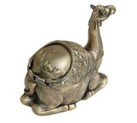 AKOOSY Cendrier Élégant en Alliage De Zinc, Grand Format avec Couvercle Coupe-Vent, Style Rétro Européen, Usage Bureau Et Extérieur, Nettoyage Facile