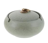 AKOOSY Cendrier en Céramique Moderne avec Couvercle, Base Stable, Design Élégant et Rond, pour Bureau et Terrasse des Fumeurs