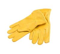 AKOOSY Cuir de Vachette Moufles de Sécurité Anti-brûlure | Barbecue Extérieur en Famille, Couleur Jaune, Protection Thermique, Usage Hiver, Paire de Travail