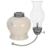 AKOOSY Lanterne à Pétrole Électronique Éclairage d'urgence Vintage en Céramique et Verre et Lampe à Huile Décorative Rustique Décoration de Maison pour Intérieur