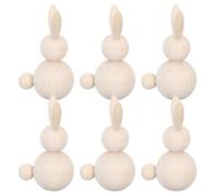 AKOOSY Lot de 6 Figurines Lapins en Bois Non Peintes pour Bricolage de Pâques, Décoratives et Créatives, pour Projets D'artisanat et Cadeaux Souvenirs