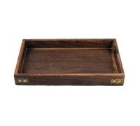 AKOOSY Plateau en Bois Rectangulaire Rétro Petit Modèle Maison | Teinte Café, Grain Unique, Usage Fêtes et Noël, Format Décoratif pour Service Pizza