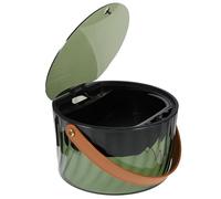 AKOOSY Poubelle Cuisine Petite Couvercle Pressant en Plastique Vert Moderne, Ultra Mince, pour Salle de Bain ou Bureau