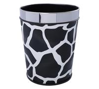 AKOOSY Ronde Poubelle Rétro en Cuir sans Couvercle pour Bureau Maison | Blanc, Cuir PP et Acier Inoxydable, Large Ouverture, pour Papier et Petits Objets