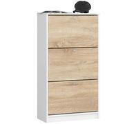 Akord Armoire À Chaussures 3 Portes Basculantes Blanc/Chêne Sonoma 60X29X113