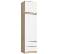 AKORD | Armoire à tiroirs | Intérieur spacieux | Rangement Peu encombrant | Tablettes, Tringle à vêtements et tiroirs | Qualité supérieure | 234 cm de Hauteur | Montage Facile | Chêne Sonoma/Blanc