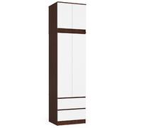 Akord Armoire Avec Surmeuble 2 Portes 2 Tiroirs Wengé/Blanc 60X51X234