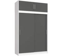 Akord Armoire Coulissante Avec Extension Mono Blanc/Gris Graphite 150X60X245