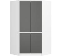 AKORD Armoire d'angle - Blanc - 100 cm - 4 portes - Gris - 6 étagères - 100 x 50 x 180 cm (l x H x P)