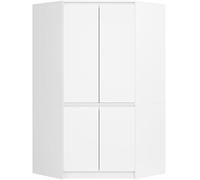 AKORD Armoire d'angle Blanche 100 cm 4 portes 6 étagères B100xH50xP180 cm