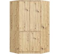 AKORD Armoire d'angle en chêne artisanal, 100 cm, 4 portes, 6 étagères, l 100 x H 50 x P 180 cm