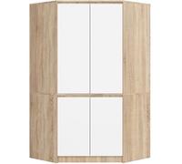 AKORD Armoire d'angle S100 - 100 cm - Avec 4 portes - Intérieur spacieux - Rangement peu encombrant - 100 x 180 x 50 cm (l x H x P) - Poids : 101,20 kg - Chêne Sonoma/blanc