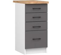 AKORD | Armoire de Cuisine avec Plan de Travail - Oliwia S40 | Meuble Bas avec 4 Tiroirs | Armoire de Cuisine Basse de 40 cm de Large | 46x40x85 cm | Blanc & Gris Graphite