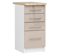 AKORD | Armoire de Cuisine avec Plan de Travail - Oliwia S40 | Meuble Bas avec 4 Tiroirs | Armoire de Cuisine Basse de 40 cm de Large | 46x40x85 cm | Blanc | Cappuccino Brillant