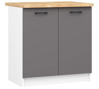 AKORD | Armoire de Cuisine avec Plan de Travail - Oliwia S80 | Meuble Bas avec 2 Portes et 2 Étagères | Armoire de Cuisine Basse de 80 cm de Large | 46 x 80 x 85 cm | Blanc & Gris Graphite