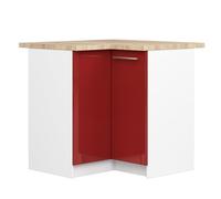 AKORD | Armoire de Cuisine avec Plan de Travail - Oliwia S90 | Meuble Bas avec 2 Portes et 2 Étagères | Armoire de Cuisine Basse de 90 cm de Large | 46x90x85 cm | Blanc | Rouge Brillant