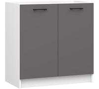 AKORD | Armoire de Cuisine sous l'évier - Oliwia S80 | Armoire Basse de Cuisine avec 2 Portes et 1 Étagère Basse de 80 cm de Large | 46 x 80 x 82 cm | Blanc & Gris Graphite