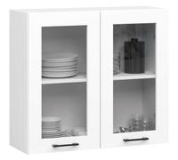 AKORD | Armoire de Cuisine Suspendue - Vitrine de Cuisine 80cm, H720 | Meuble avec 2 Portes et 2 Étagères | Armoire de Rangement | Blanc