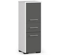 AKORD Armoire de Salle de Bain | Fin 85 2D1SZ, 2 Portes et 1 tiroir, l 30 x H 85 x P 30 cm, Poids 25 kg, également utilisable comme Armoire Suspendue pour Montage Mural | Blanc/Gris Graphite