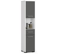 AKORD Armoire Haute de Salle de Bain | 2D1SZ1WN | 30 x 140 x 30 cm (l x H x P) | Poids 25 kg | 2 étagères avec Portes (Haut et Bas) | 1 tiroir, 1 Compartiment Ouvert | comme Armoire Suspendue