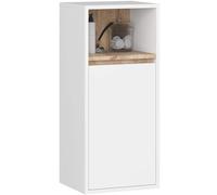 AKORD Armoire Murale Salle de Bain 30cm - Meuble Mural Compact 1 Porte 3 Étagères - 35 x 80 x 30 cm - Petit - Suspendu de Rangement Idéal pour Cosmétiques et Produits - Blanc & Chêne Sonoma