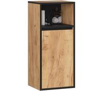 AKORD Armoire Murale Salle de Bain 30cm - Meuble Mural Compact 1 Porte 3 Étagères - 35 x 80 x 30 cm - Petit - Suspendu de Rangement Idéal pour Cosmétiques et Produits - Chêne Craft & Noir
