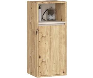 AKORD Armoire Murale Salle de Bain 30cm - Meuble Mural Compact 1 Porte 3 Étagères - 35 x 80 x 30 cm - Petit - Suspendu de Rangement Idéal pour Cosmétiques et Produits - Chêne Artisan & Cachemire