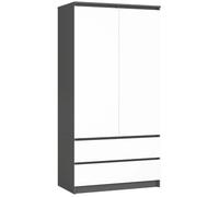 Akord Armoire penderie 2 portes - Graphite/blanc