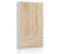 Akord Armoire penderie avec tiroirs - Blanc