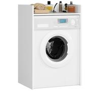 AKORD | Armoire pour Machine à Laver | 64 x 98 x 50 cm | Meuble de Salle de Bain | Étagère pour Machine à Laver | Blanc & Blanc