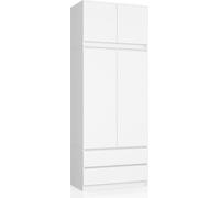 Akord Armoire Surmeuble 2 Portes 2 Tiroirs Blanc 90X51X234
