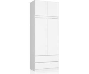 Akord Armoire Surmeuble 2 Portes 2 Tiroirs Blanc 90X51X234