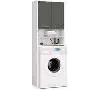 AKORD Armoire Suspendue pour Machine à Laver - Armoire de Salle de Bain - Commode - Meuble pour Machine à Laver - 64 x 180 x 30 cm (l x H x P) - Poids 30 kg - Blanc/Gris Graphite