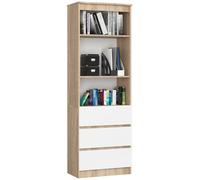 Akord Bibliothèque basse 3 étagères - Chêne sonoma blanc