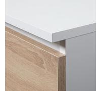 AKORD Bibliothèque de Bureau Rangement CLP | 60 cm 1 Tiroir et 2 Portes | Meuble Support pour Documents Livres pour Meuble de Chambre | Panneau Stratifié 16mm | Couleur Blanc/Sonoma