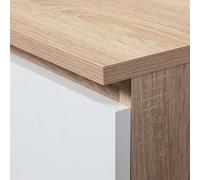 AKORD Bibliothèque de Bureau Rangement CLP | 80 cm 7 Etagères 2 Tiroirs et Portes | Grand Meuble pour Documents Livres de Chambre Minimaliste | Panneau Stratifié 16mm | Couleur Chêne Sonoma/Blanc