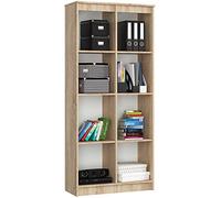 AKORD Bibliothèque Meuble de Rangement Bureau CLP | 80 cm 8 Étagères Extérieures | Debout pour Documents Livres pour Armoire Chambre Minimaliste | Panneau Stratifié 16mm | Couleur Chêne Sonoma