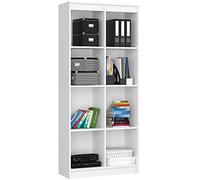 AKORD Bibliothèque Meuble de Rangement Bureau CLP | 80 cm 8 Étagères Extérieures | Debout pour Documents Livres pour Armoire Chambre Minimaliste | Panneau Stratifié 16mm | Couleur Blanc