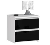 Akord Buffet 2 Tiroirs Blanc/Noir Brillant 40X35X40