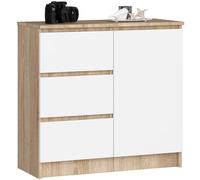 Akord Buffet Jerry 1 porte 3 tiroirs - Chêne/blanc