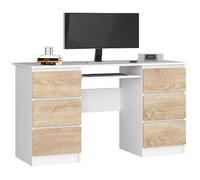 Akord Bureau avec caisson 6 tiroirs - Blanc
