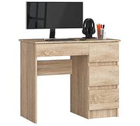AKORD Bureau avec Rangement | Table de Bureau Tiroir | 4 tiroirs Bureaux | Haute qualité | Bureau Adolescent Garcon | pour la Maison Petit | Meuble Ordinateur | Chêne Sonoma