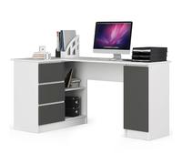 Akord Bureau d'angle 3 tiroirs - Blanc