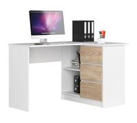 Akord Bureau d'angle 3 tiroirs - Blanc