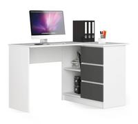 Akord Bureau d'angle 3 tiroirs - Blanc